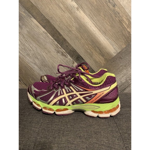 Asics Gel Nimbus 15 Women’s Size 8 Running Shoes Purple Lime Yellow T3B5N - Picture 3 of 8